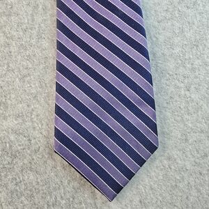 Tommy Hilfiger Navy and Purple Striped Silk Tie